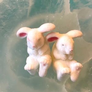 FLOCKED Earrings Bunny Rabbit Fuzzy Easter Alice in Wonderland Animal Jewelry